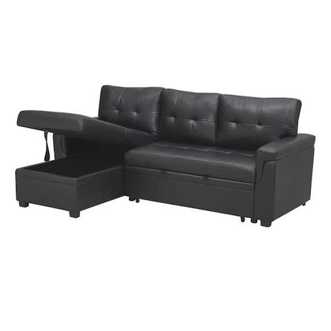 Homestock 42 In. Square Arm 1-Piece Faux Leather L-Shaped Sectional ... with regard to Maximizing Your Room's Potential The Strategic Placement of an L-Shaped Sofa